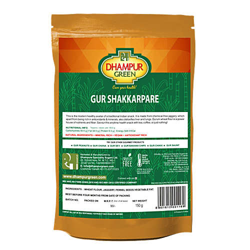 Dhampur Green Gur Shakkarpare, 150 g Pouch 
