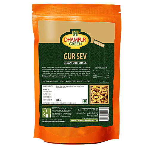 Dhampur Green Gur Sev, 150 g Pouch 