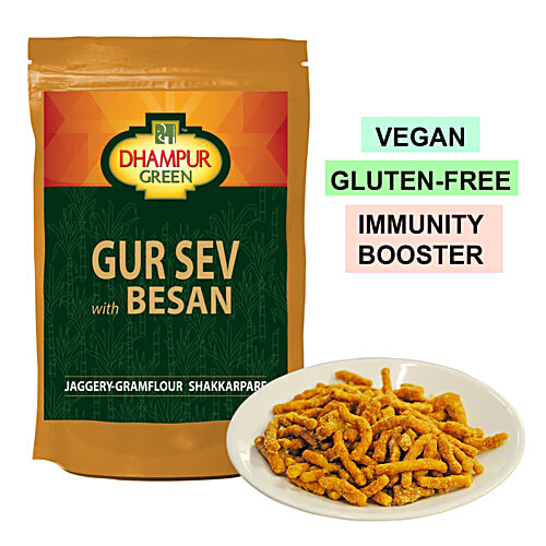 Dhampur Green Gur Sev, 150 g Pouch 