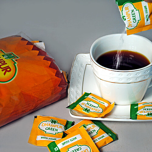 Dhampur Green White Sugar Sachet, 500 g Pouch 