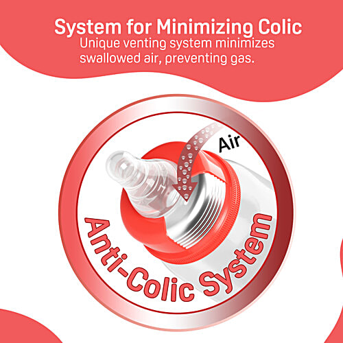 Pigeon Baby Glass Feeding Bottle - 9+ Months, Nipple L, Red, 240 ml BPA Free