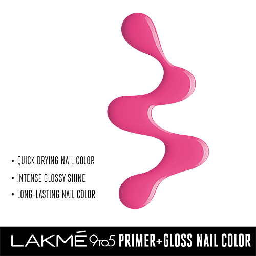 Lakme 9 to 5 Primer + Gloss Nail Color, 6 ml Pink Pace 