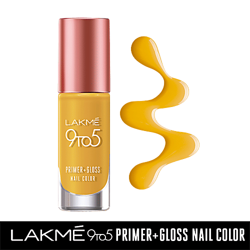 Lakme 9 to 5 Primer + Gloss Nail Colour, 6 ml Mustard Master Quick Drying & Long Lasting