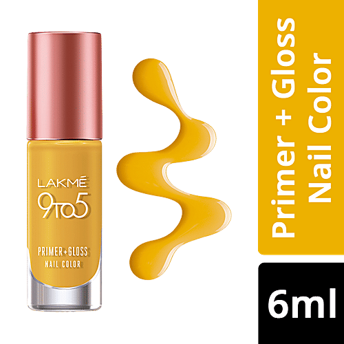 Lakme 9 to 5 Primer + Gloss Nail Colour, 6 ml Mustard Master Quick Drying & Long Lasting