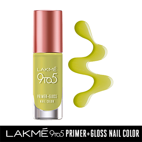 Lakme 9 to 5 Primer + Gloss Nail Color, 6 ml Lime Treat 