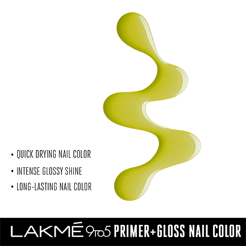Lakme 9 to 5 Primer + Gloss Nail Color, 6 ml Lime Treat 