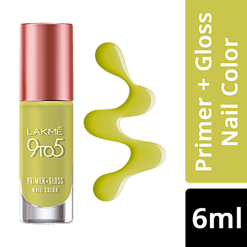 Lakme 9 to 5 Primer + Gloss Nail Color, 6 ml Lime Treat 