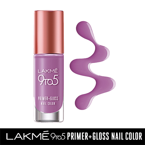 Lakme 9 to 5 Primer + Gloss Nail Color, 6 ml Lilac Link 