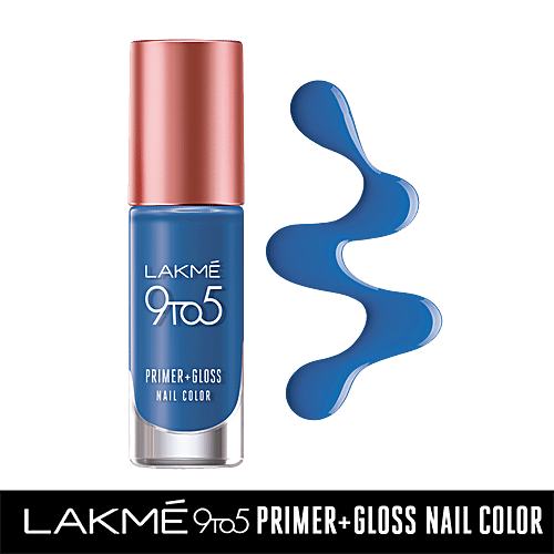Lakme 9 to 5 Primer + Gloss Nail Color, 6 ml Indigo Ink 