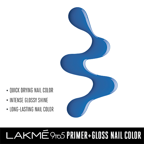 Lakme 9 to 5 Primer + Gloss Nail Color, 6 ml Indigo Ink 