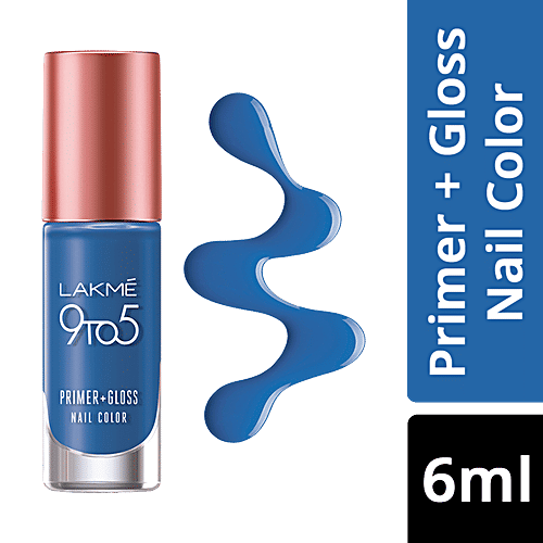 Lakme 9 to 5 Primer + Gloss Nail Color, 6 ml Indigo Ink 