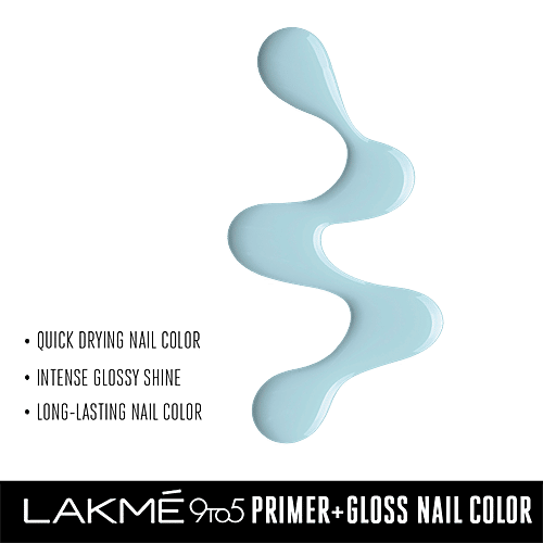 Lakme 9 to 5 Primer + Gloss Nail Color, 6 ml Blue Scape 