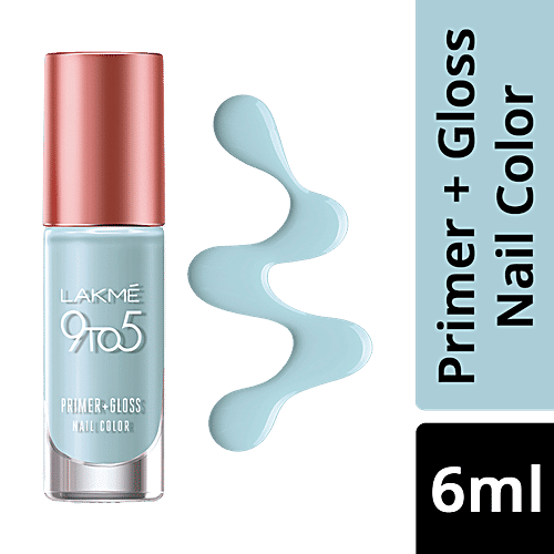 Lakme 9 to 5 Primer + Gloss Nail Color, 6 ml Blue Scape 