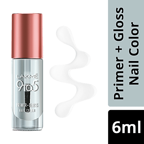 Lakme 9 to 5 Primer + Gloss Nail Color, 6 ml Top Coat 
