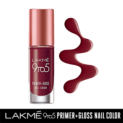 Lakme 9 to 5 Primer + Gloss Nail Color, 6 ml Mulberry Bush 