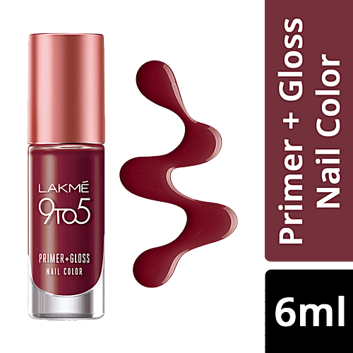 Lakme 9 to 5 Primer + Gloss Nail Color, 6 ml Mulberry Bush 