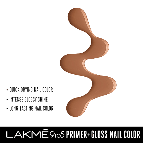 Lakme 9 to 5 Primer + Gloss Nail Color, 6 ml Caramel Case 