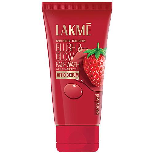 Lakme Blush & Glow Hydrating Strawberry Facewash, With Vitamin C Serum, 150 g  