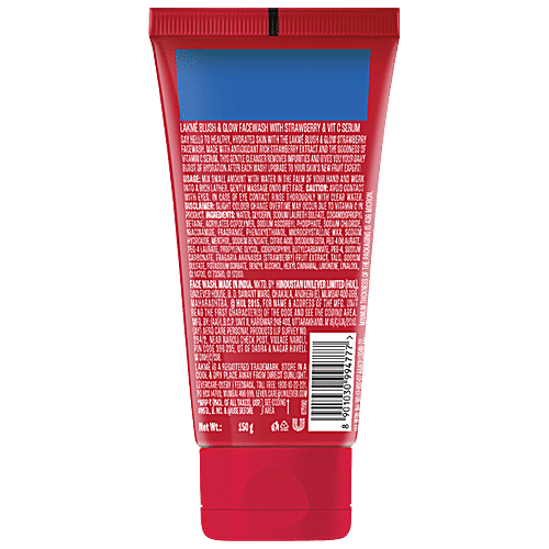 Lakme Blush & Glow Hydrating Strawberry Facewash, With Vitamin C Serum, 150 g  