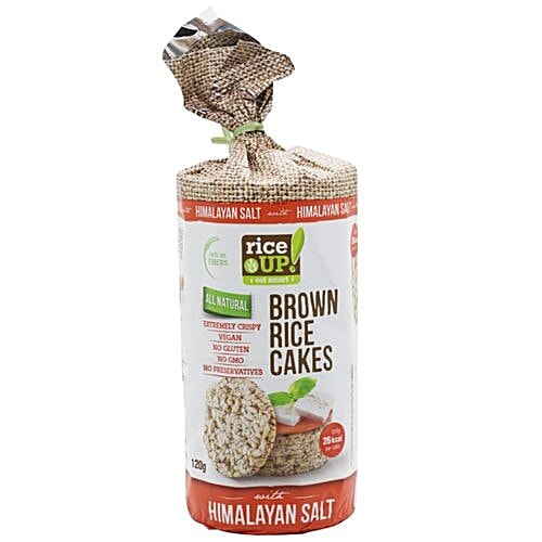 Riceup Brown Rice Cakes - Himalayan Salt, Vegan, 120 g Vegan, Gluten Free