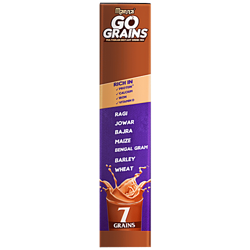 Manna Go Grains Multigrain Instant Drink Mix - For Growth & Immunity, Chocolate Flavour, 400 g Rich in Protein & Calcium