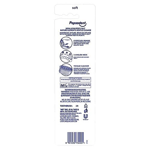 Pepsodent Gentle Cleanse Tooth Brush With Himalayan Rock Salt - Soft, 2 pcs  