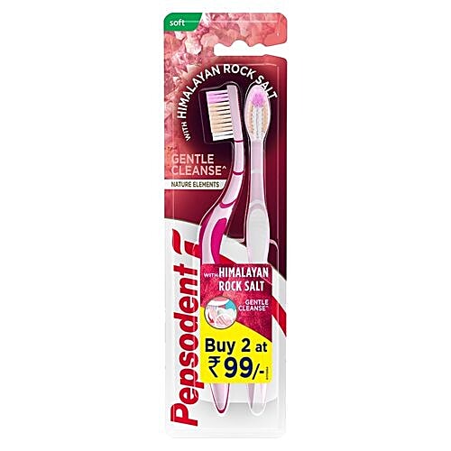 Pepsodent Gentle Cleanse Tooth Brush With Himalayan Rock Salt - Soft, 2 pcs  