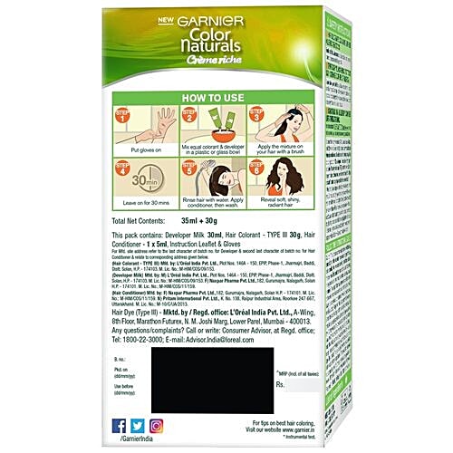 Garnier Color Naturals Mini - Shade 3, Darkest Brown, 35 ml + 30 gm  