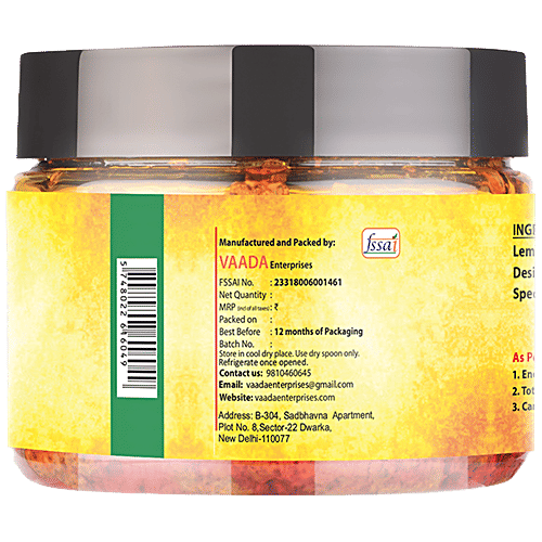 Vaada Khatta Meetha Lemon Pickle - Homemade, Pure, No Preservatives, 300 g  