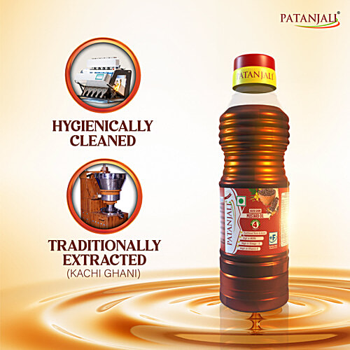 Patanjali Fortified Mustard Oil, 200 ml Bottle Fortified with Vitamins A & D
