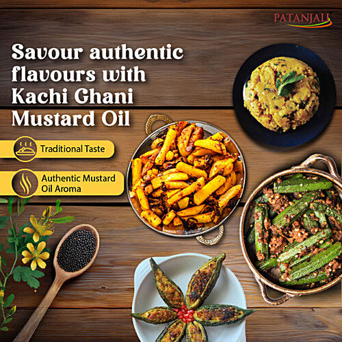 Patanjali Fortified Mustard Oil, 200 ml Bottle Fortified with Vitamins A & D