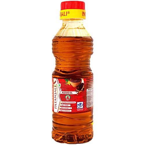 Patanjali Fortified Mustard Oil, 200 ml Bottle Fortified with Vitamins A & D