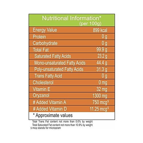 Patanjali Fortified Rice Bran Oil, 1 L Pouch 