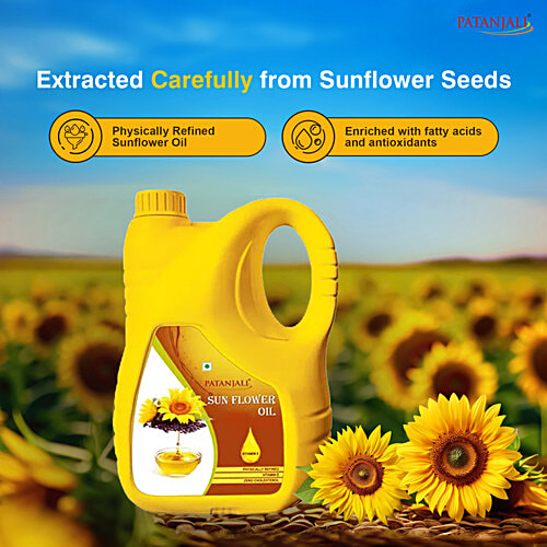 Patanjali Sunflower Oil, 5 L Jar Zero Cholesterol, Natural Cooking Oil