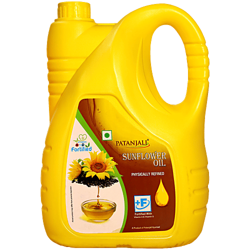 Patanjali Sunflower Oil, 5 L Jar Zero Cholesterol, Natural Cooking Oil