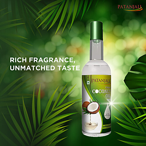 Patanjali Virgin Coconut Oil, 250 ml Bottle Edible Oil for Cooking, Zero Cholesterol, Zero Trans Fatty Acids