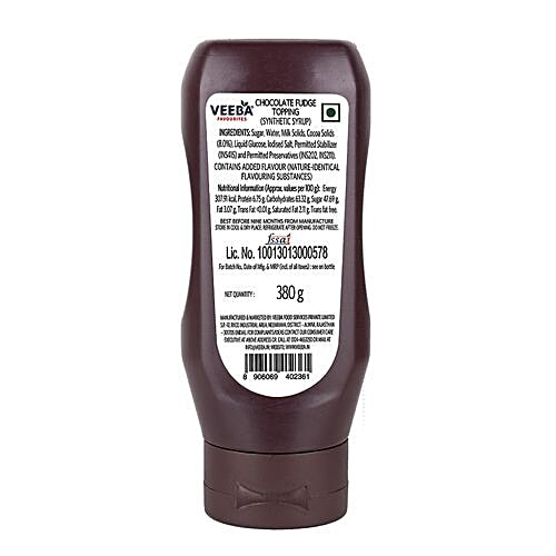 Veeba Chocolate Fudge Topping, 380 g Pet Jar 