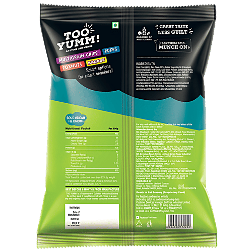Too Yumm! Veggie Stix - Sour Cream & Onion, 72 g Get 10 gm Free 