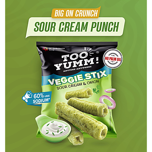 Too Yumm! Sour Cream & Onion Veggie Stix, 75 g Zero Cholesterol