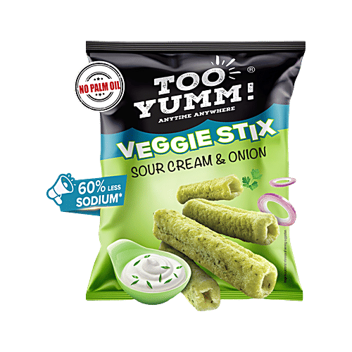 Too Yumm! Sour Cream & Onion Veggie Stix, 75 g Zero Cholesterol