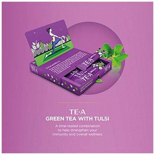 Sprig Tea Green Tea With Tulsi - Fully Soluble, Low Bitterness, Antioxidant-Rich, Boosts Immunity, 25 pcs Carton Box 