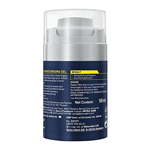 Nivea Beard & Face Gel - For Moisturisation, 50 ml Soft Beard + Comfortable Skin