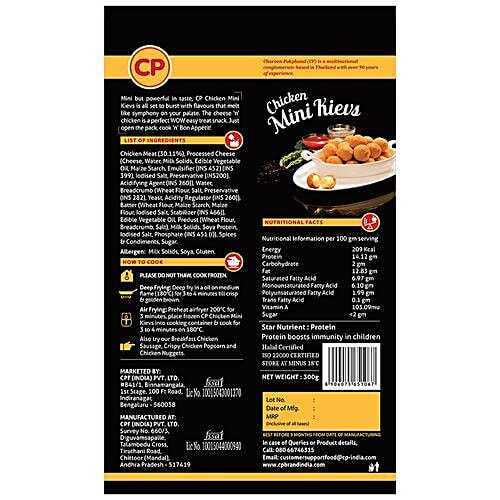 CP Easy Snack Chicken Mini Kievs, 300 g  Protein Rich