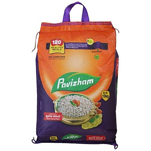 Pavizham Short Grain Matta Rice, 10 kg Pouch No Cholesterol, No Trans Fat
