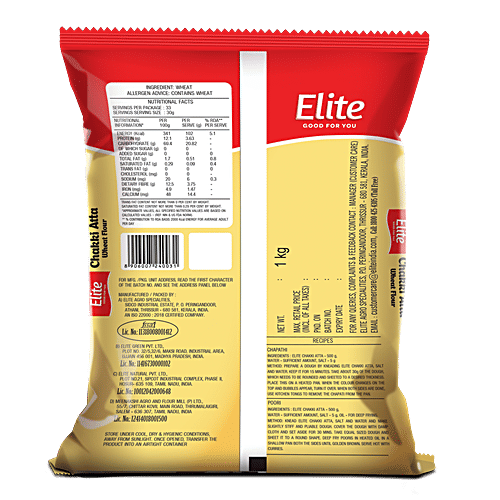 Elite Chakki Atta, 1 kg Pouch No Maida, Whole Wheat