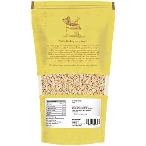 Nutty Yogi Gluten Free Rolled Oats, 500 g High in Fiber, Rich in Protein