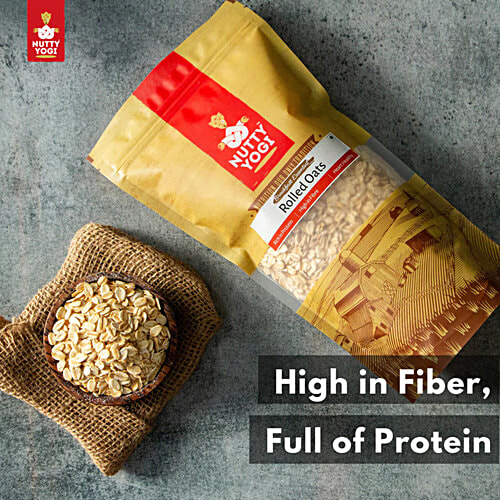 Nutty Yogi Gluten Free Rolled Oats, 500 g High in Fiber, Rich in Protein