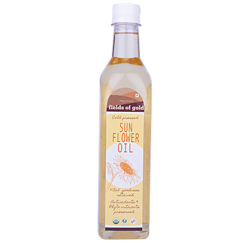PRISTINE Fields Of Gold Organic Cold Pressed Sunflower Oil, 500 ml PET Bottle Antioxidants & Phytonutrients Preserved