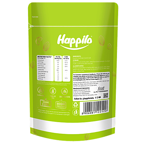 Happilo Premium Roasted & Salted Sunflower Seeds - No Shells, 250 g Pouch Excellent Source of Protein, Gluten Free