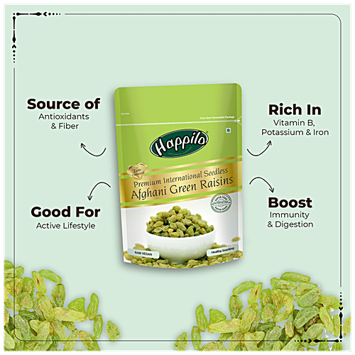 Happilo Premium International Seedless Afghani Green Raisins, 200 g Pouch